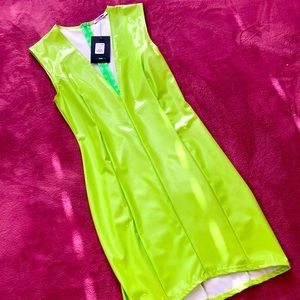 Super sexy lime green latex feel dress